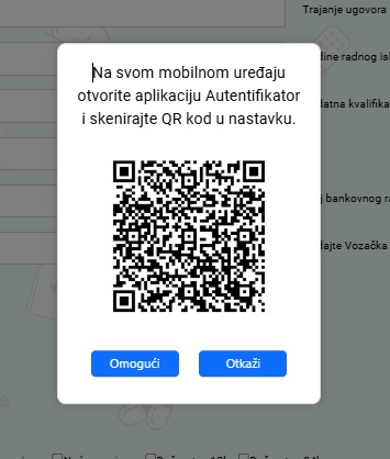 QR kod za ukljucivanje 2FA